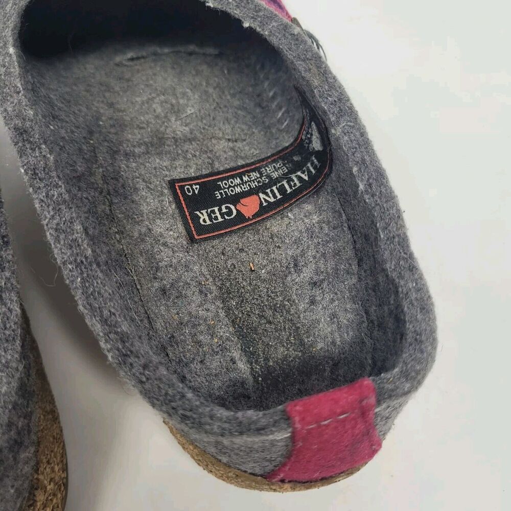 Haflinger Clogs EU40 US9 Gray Wool Felt Swing Swirls Geometric Slippers Slip On - Picture 10 of 11